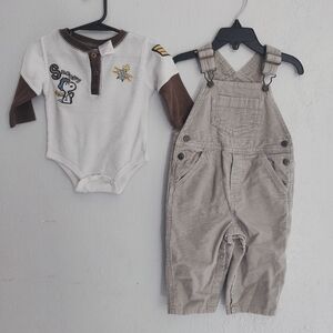 Kids Corduroy Overalls and Long Sleeve Bodysuit Set